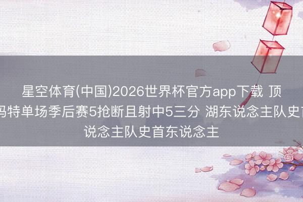 星空体育(中国)2026世界杯官方app下载 顶级3D？斯玛特单场季后赛5抢断且射中5三分 湖东说念主队史首东说念主