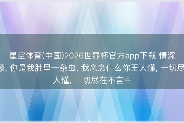 星空体育(中国)2026世界杯官方app下载 情深深， 雨蒙蒙， 你是我肚里一条虫， 我念念什么你王人懂， 一切尽在不言中