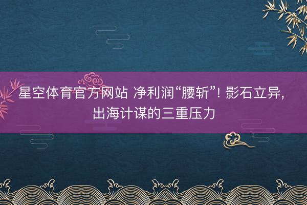 星空体育官方网站 净利润“腰斩”! 影石立异， 出海计谋的三重压力