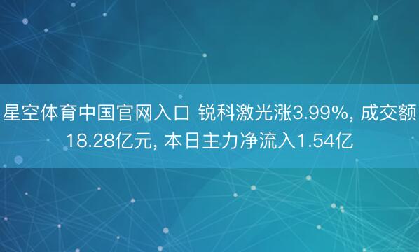 星空体育中国官网入口 锐科激光涨3.99%， 成交额18.28亿元， 本日主力净流入1.54亿