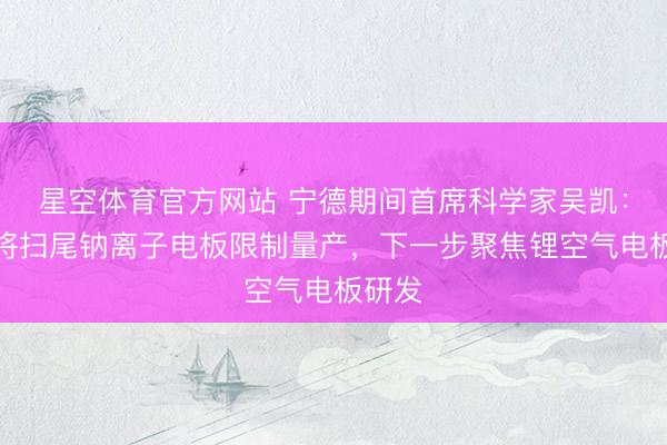 星空体育官方网站 宁德期间首席科学家吴凯：本年将扫尾钠离子电板限制量产，下一步聚焦锂空气电板研发