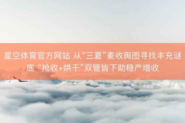 星空体育官方网站 从“三夏”麦收舆图寻找丰充谜底 “抢收+烘干”双管皆下助稳产增收