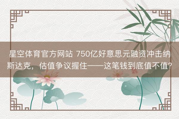 星空体育官方网站 750亿好意思元融资冲击纳斯达克，估值争议握住——这笔钱到底值不值？