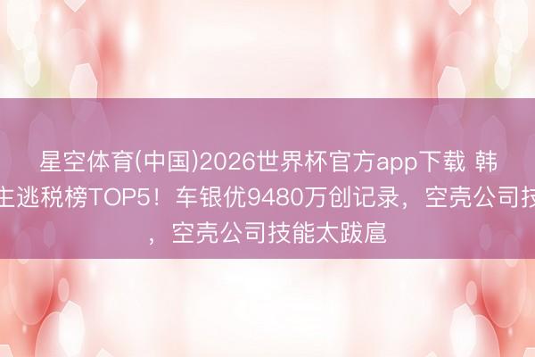 星空体育(中国)2026世界杯官方app下载 韩国艺东谈主逃税榜TOP5！车银优9480万创记录，空壳公司技能太跋扈