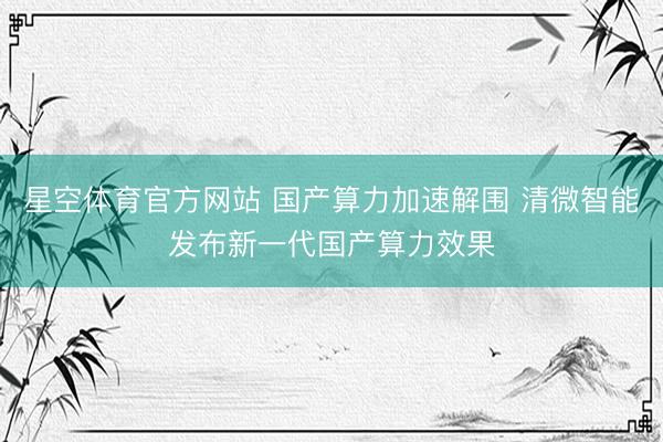 星空体育官方网站 国产算力加速解围 清微智能发布新一代国产算力效果